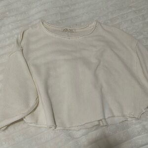 cream free people waffle shirt